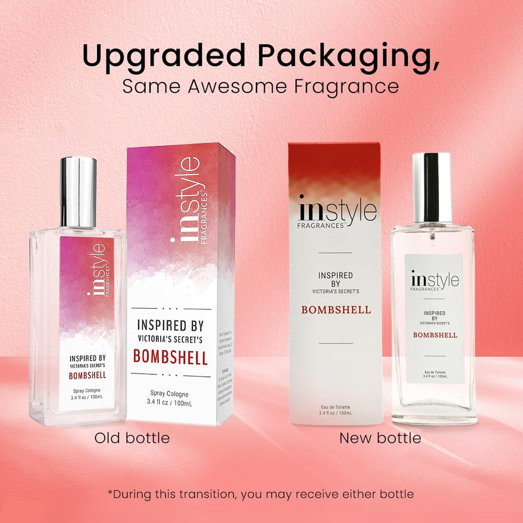 Instyle Fragrances, Inspired by Victoria's Secret's Bombshell, Women���s Eau de Toilette, CLEAN, Vegan, Paraben-Free, Never Tested on Animals, 3.4 Fluid Ounces