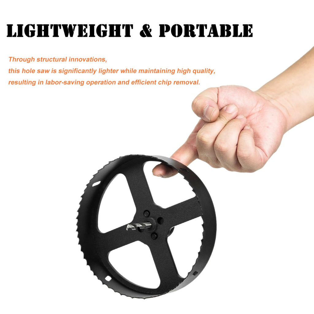 VIKITON 6-1/4 Hole Saw for Recessed Lights, 6.25 Inch Hole Cutter with Dust Bowl Catcher for Led Recessed Lighting 6 Inch and Wood Metal Drywall, Bi-Metal Construction, Black