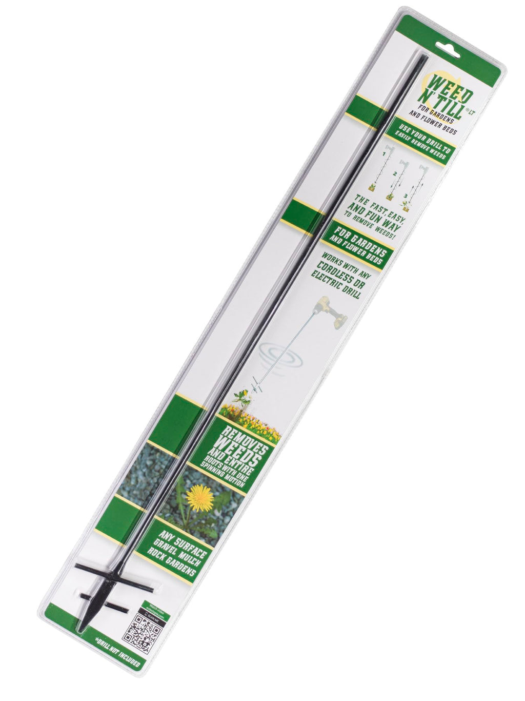 WEED 'N TILL Model LT Drill-Powered Weeding and Tilling Tool for Gardens and Flower Beds
