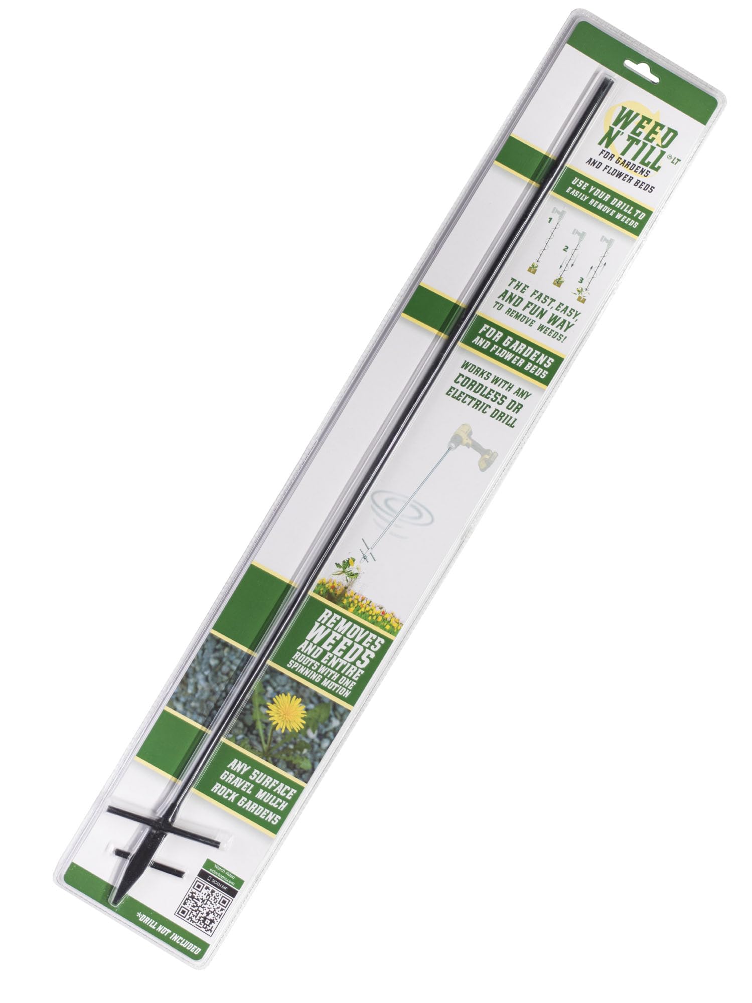WEED 'N TILL Model LT Drill-Powered Weeding and Tilling Tool for Gardens and Flower Beds