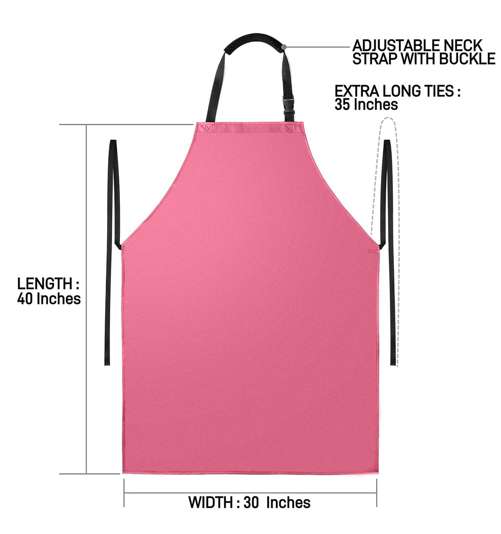 Vammcht Adjustable Bib Apron - Heavy Duty, Waterproof Plastic Apron for Dishwashing/Kitchen/Restaurant/Chemical Resistant; Pink