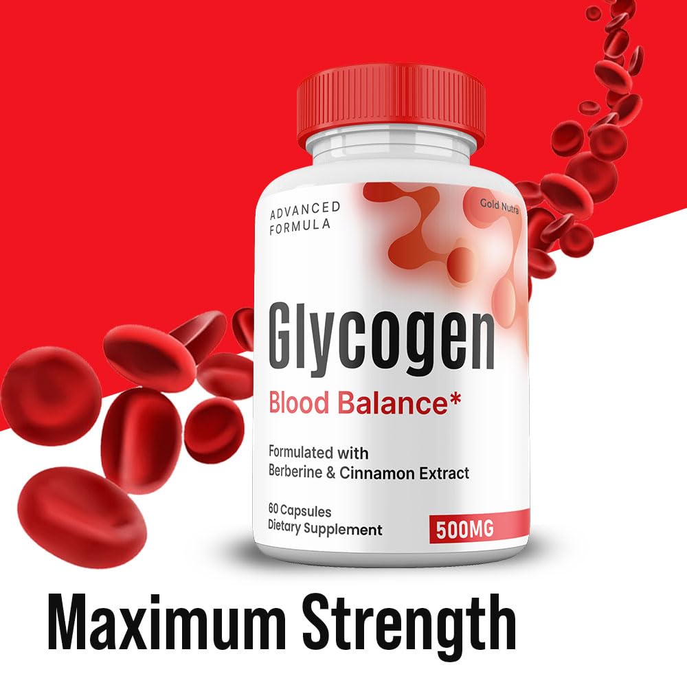 Gold Nutra Glycogen Capsules Blood Balance, Premium All Natural Ingredients, Official Maximum Strength Pills Glycogen Blood Supplement Vitamins (2 Pack)