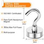 MIKEDE Magnetic Hooks 50Lbs Heavy Duty Earth Magnets with Hooks for Cruise Cabin Strong Magnet Hooks for Hanging Super Metal Magnetic Hanger for Grill Fridge Kitchen - Pack of 8