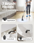 Topmako Electric Spin Scrubber, Upgraded IPX7 Cordless Cleaning Brush for Bathroom Shower, Household Cleaning Scrubber with 7 Brush Heads, Adjustable Long Handle and 2 Rotating Speeds for Tub Floor