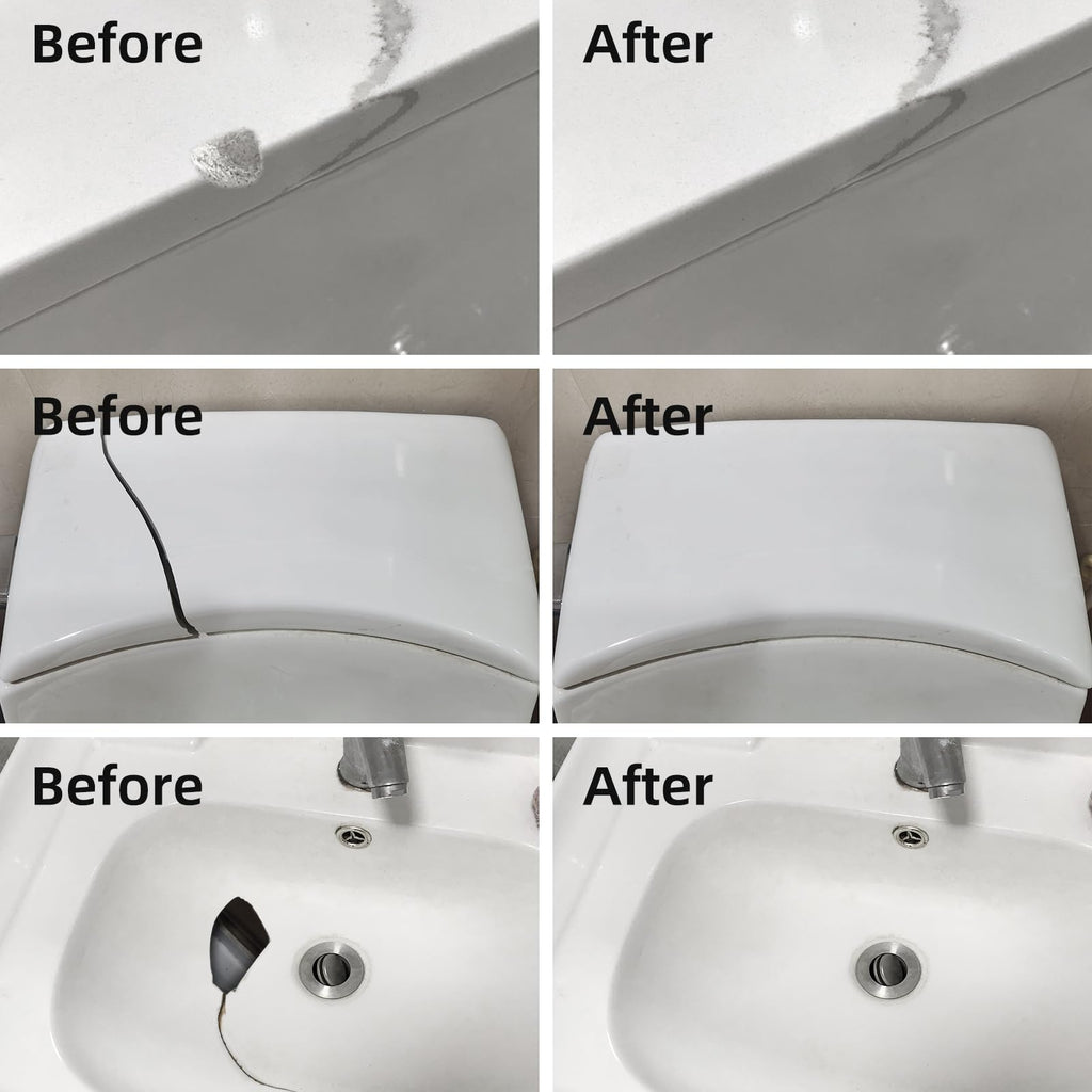 Tub Repair Kit White, Fiberglass Shower tub and Porcelain Sink Repair Kit, Acrylic, Enamel, Ceramics Tile Toilet and Shower Bath Repair Kit, Repair Cracks, Fragments, Holes and pits