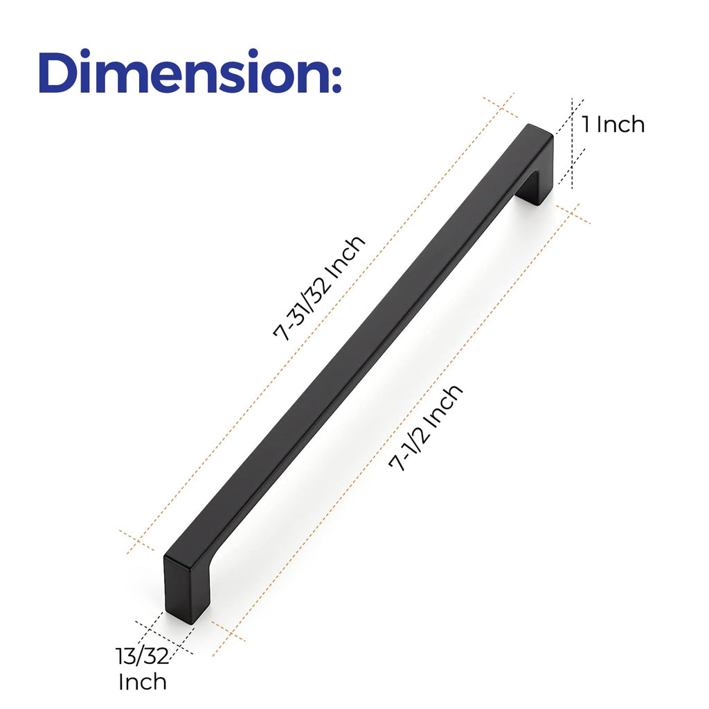 Ravinte 30 Pack 7-1/2 inch Hole Centers Matte Black Cabinet Pulls Kitchen Cabinet Handles Solid Drawer Pulls Kitchen Cabinet Hardware Kitchen Zinc Alloy Drawer Handle Square Bar Cabinet Drawer Handles