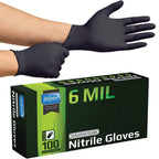 Inspire HEAVY DUTY 6Mil ORIGINAL Quality Stretch Nitrile Gloves Black Disposable Latex Free | Food, Industrial, Mechanic Tattoo (6Mil Black, XXL)