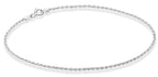 Miabella 925 Sterling Silver Solid 1.5mm Diamond-Cut Braided Rope Chain Anklet Ankle Bracelet for Women, Made in Italy (sterling silver, 10)