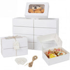 YEKTFS 24 Pack Cookie Boxes with Window, 9x6x3 Inch White Bakery Containers for Desserts, Candy, Muffins, Donuts, Chocolate Covered Strawberries & Gift Giving