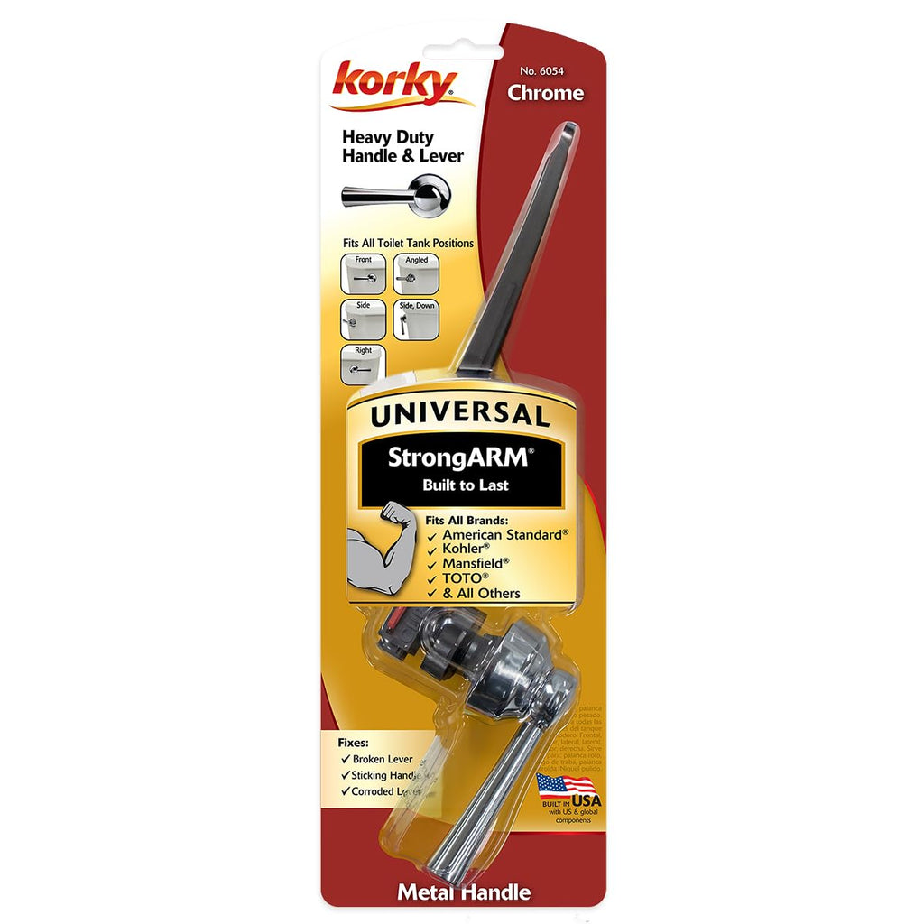 Korky 6054BP StrongARM Tank Lever Universal to Fit Front Angled Side Left and Right Mount Toilets, Chrome, Simple Style