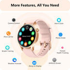 aeac Smart Watch for Women, AMOLED Ultra-Clear Screen Activity Trackers with Heart Rate/Sleep/SpO2 Monitor, Smartwatch for iPhone/Samsung/Android, 110+ Sport Modes (Rose Gold, S/M/L, Rose Gold)