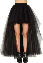 MisShow Women's Hi-Lo Tulle Tutu Skirt for 80s Party & Halloween, Black