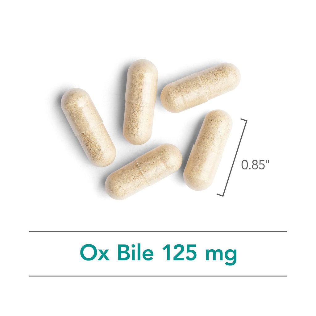 Nutricology Ox Bile 125 mg - Supports Fat Digestion - Delivers 125 mg Concentrated Bile Salts per Serving - Hypoallergenic & Vegetarian - 180 Servings - 180 Capsules