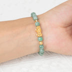 AROUROUA Fengshui Wealth Bracelet 8MM Natural Green Real Jade Bracelets