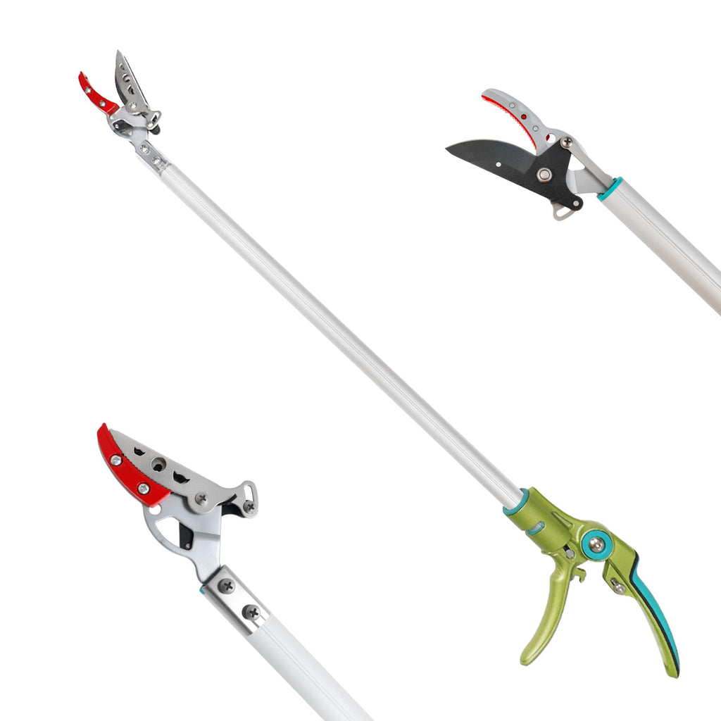 GARTOL 32 Inch Cut and Hold Pole Pruner - Lightweight Long Reach Tree Trimmer with Snip and Grip Technology, 1/2 Inch Cutting Capacity, One-Hand Use Fruit Picker for Roses, Persimmons & Tall Branches