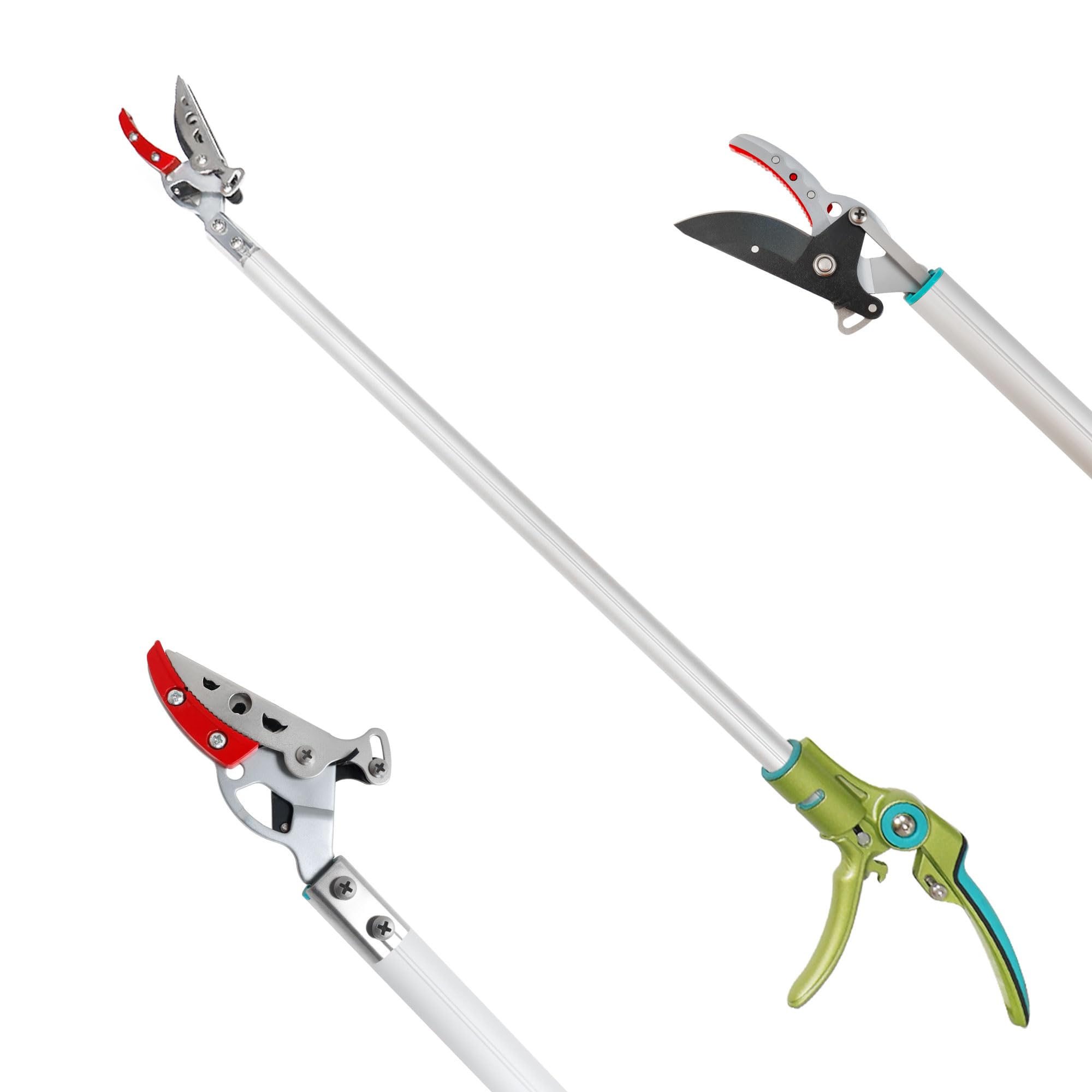GARTOL 32 Inch Cut and Hold Pole Pruner - Lightweight Long Reach Tree Trimmer with Snip and Grip Technology, 1/2 Inch Cutting Capacity, One-Hand Use Fruit Picker for Roses, Persimmons & Tall Branches