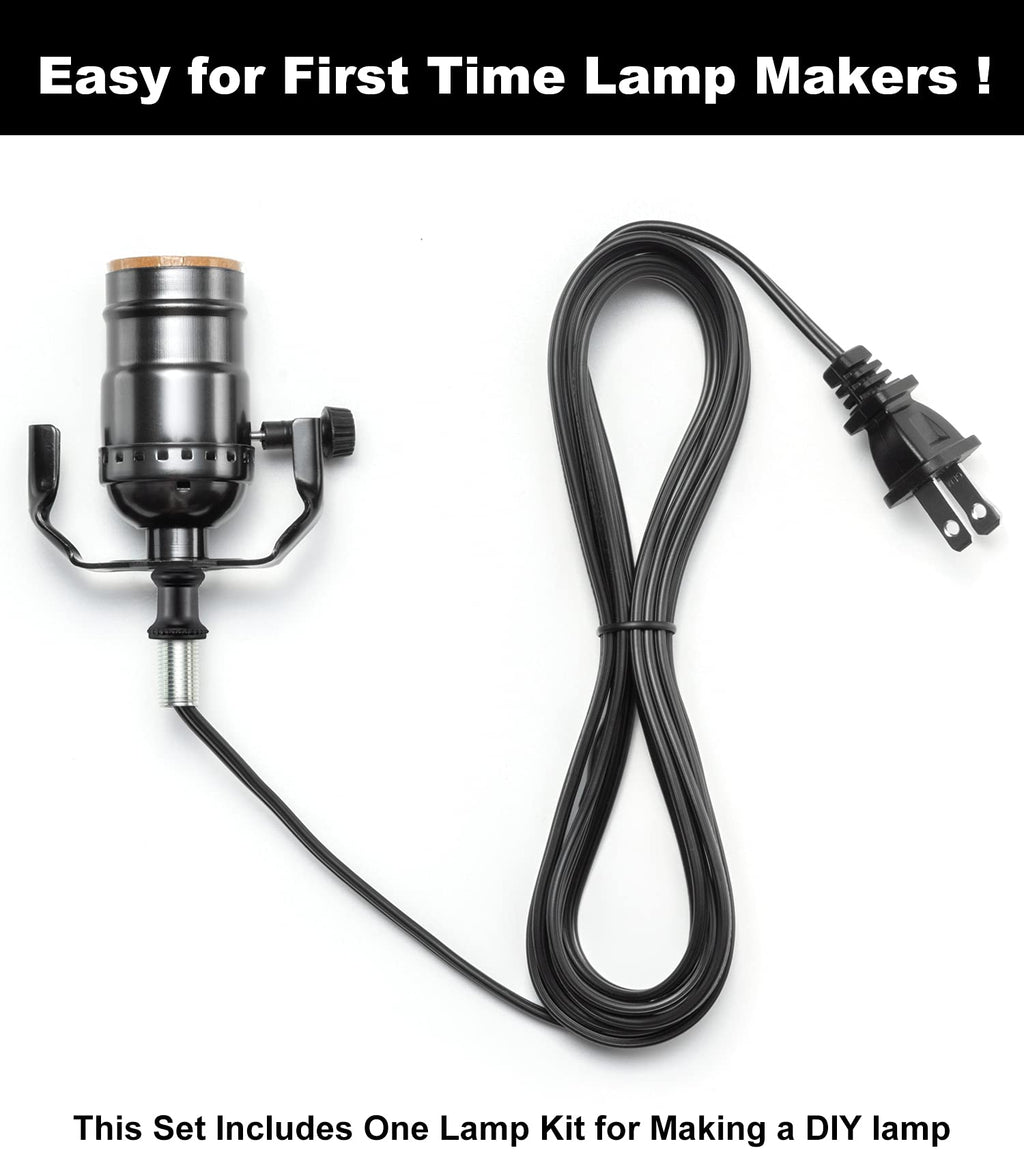 Black Lamp Rewire Kit, Lamp Wiring Kit with 12 FT Lamp Cord Replacement, 3 Way Socket and Essential Hardware, Lamp Parts for Repair Table Lamps and Floor Lamps, Lamp Kits for Do It Yourself