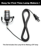 Black Lamp Rewire Kit, Lamp Wiring Kit with 12 FT Lamp Cord Replacement, 3 Way Socket and Essential Hardware, Lamp Parts for Repair Table Lamps and Floor Lamps, Lamp Kits for Do It Yourself