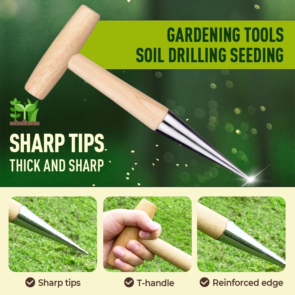 Plant Hole Digger for Planting, 2026 Hand Dibbler Seed Planter Tool, Bulb Planter Tool, Seeds Transplanting Plants Planting Bulbs, Garden Seed Dispenser for all vegetable fruit flower seeds (1pc)