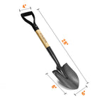 KOLEIYA Small Short Handle Shovel - 28 Inches Overall Length - Kids Metal Sand Shovel for Digging and Gardening - Metal + Wooden
