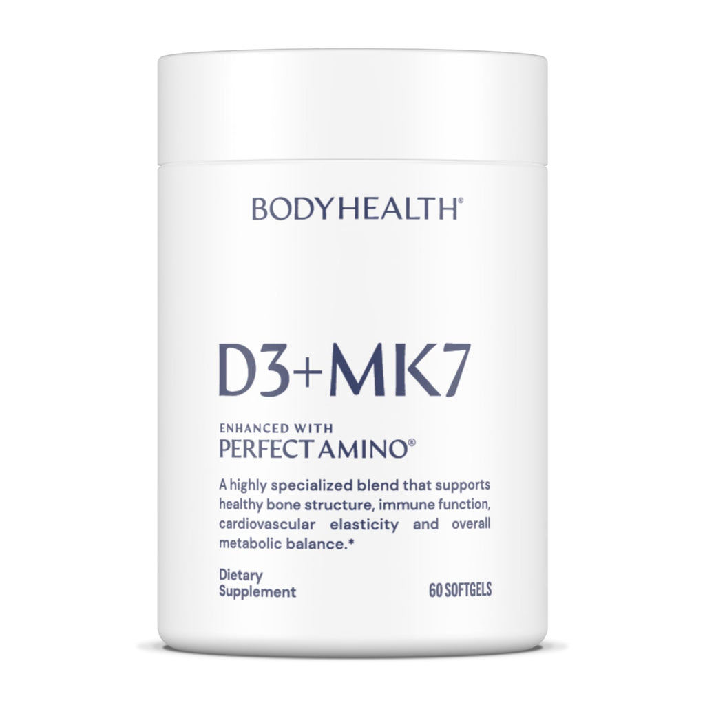 BodyHealth D3 + MK7 - Vitamin D3 5000IU, Vitamin K1, Vitamin K2 - Easy to Swallow Supplement, Supports Bone Strength & Calcium Absorbtion* - 60 Softgels