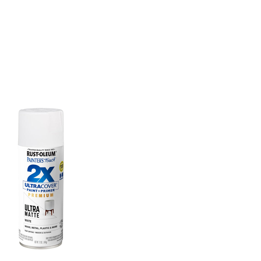 Rust-Oleum 331181-6PK Painter's Touch 2X Ultra Cover Spray Paint, 12 oz, Ultra Matte White, 6 Pack