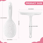 LTLUTU 8" Silicone Shower Squeegee for Glass Doors with Silver Hair Comb Set, Bathroom,Kitchen Safe Water Blade, Car Window,Mirror, Tile Scraper — Ideal for Hair Care and Glass Cleaning