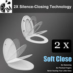 1M Family Toilet Seat, Patented Slow Close & Quick Releasing Technology, Anti-Wiggling, Easy to Install and Clean, Standard Round with Adult Seat Only (2 Pieces)