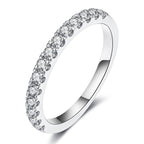 IMOLOVE Lab Grown Diamond Wedding Bands for Women, 0.42 Carat Eternity Rings in 18K White Gold Plated Sterling Silver Size 6.5