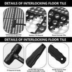 30 Pack Drainage Interlocking Tiles, 12"x12" Modular Interlocking Floor Tiles with 1 Pc Plastic Hammer Non Slip Rubber Floor mat with Holes for Pool Bathroom Deck Kitchen Patio (30, Black)