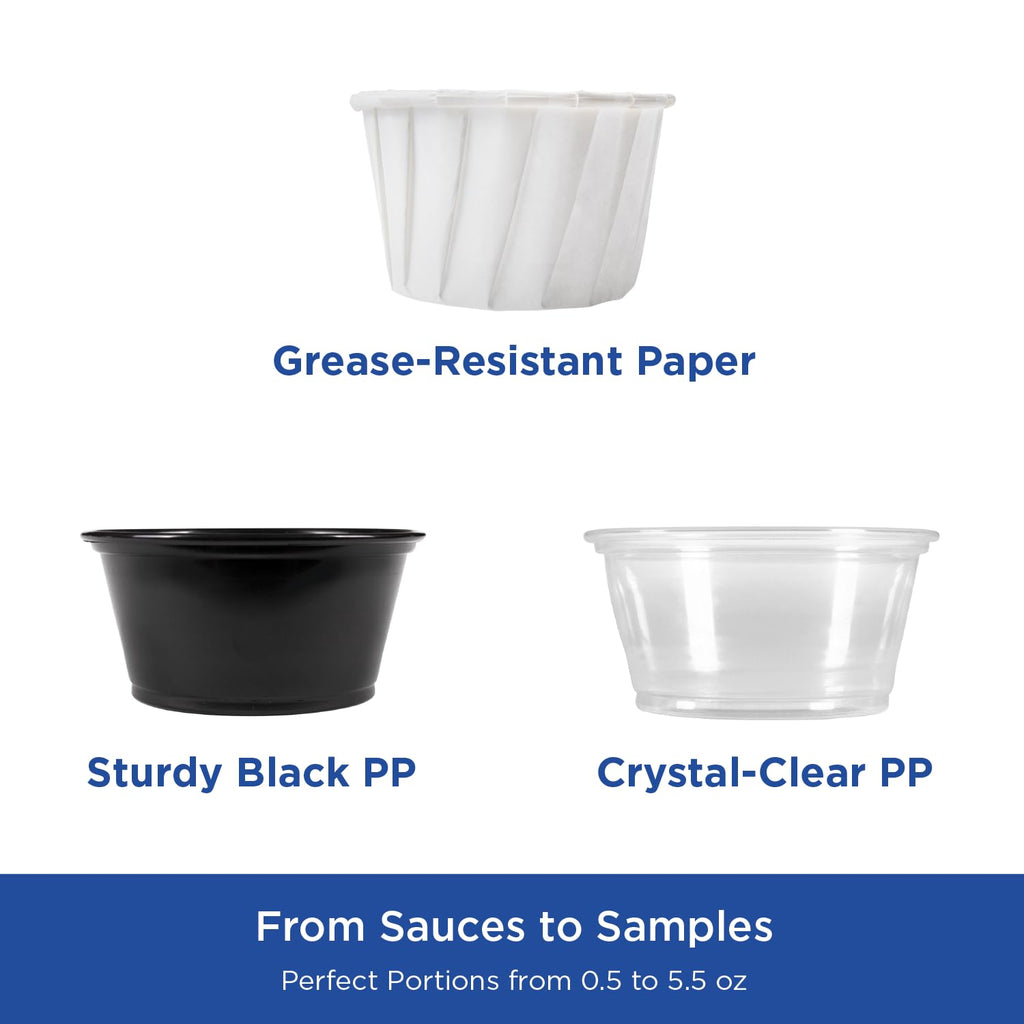 Karat [2500 ct] 1 oz Portion Cups - Polypropylene Condiment Cups for Dressings, Sauce, Souffle, Jello Shots Containers | Clear | FP-P100-PP