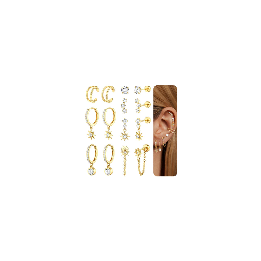 Flat Back Cartilage Earrings for Women Trendy Dainty CZ Flatback Studs