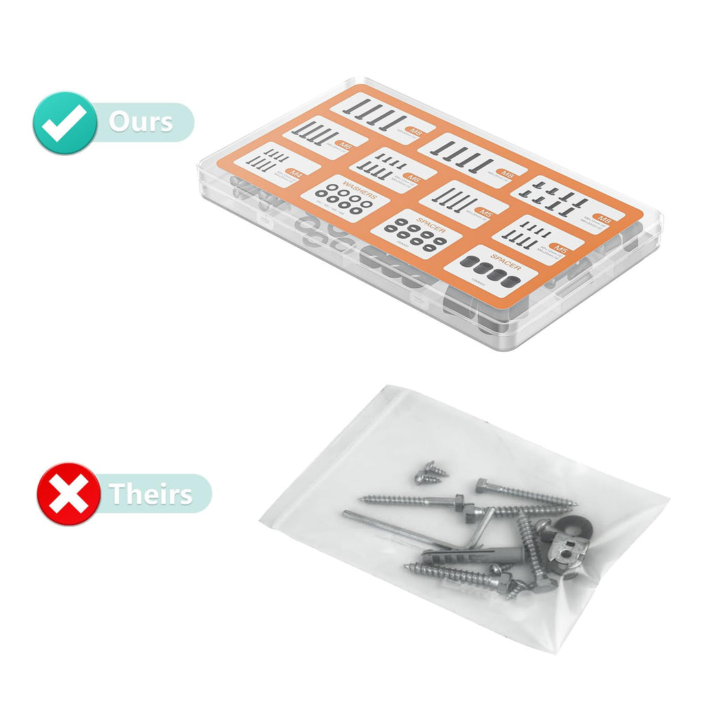 WALI Universal TV Mount Hardware Kit, M4,M5,M6,M8 Screws with Box, Black