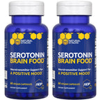 Serotonin Brain Food - 1250mg L-Tryptophan & 400mg Rhodiola Rosea Supplement - Mood Support Supplement for Stress Relief - Neurotransmitter Support with Magnesium Glycinate & Zinc - 120 Capsules