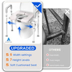 Raised Toilet Seat with Handles - Width & Height Adjustable Toilet Seat Risers for Seniors, Heavy Duty Handicap Toilet Riser, Fit Any Toilet, Up to 400lbs