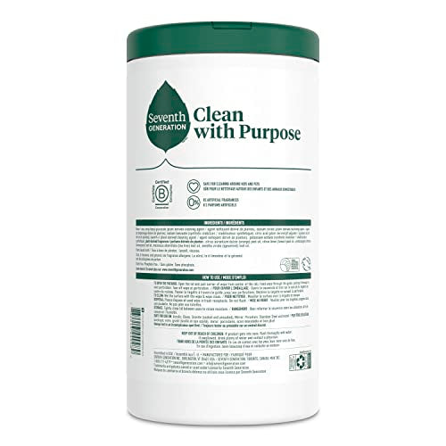 Seventh Generation Multi Surface Wipes All Purpose Cleaning Lemon Zest scent with 100% Essential Oils and Botanical Ingredients 70 count, Pack of 6