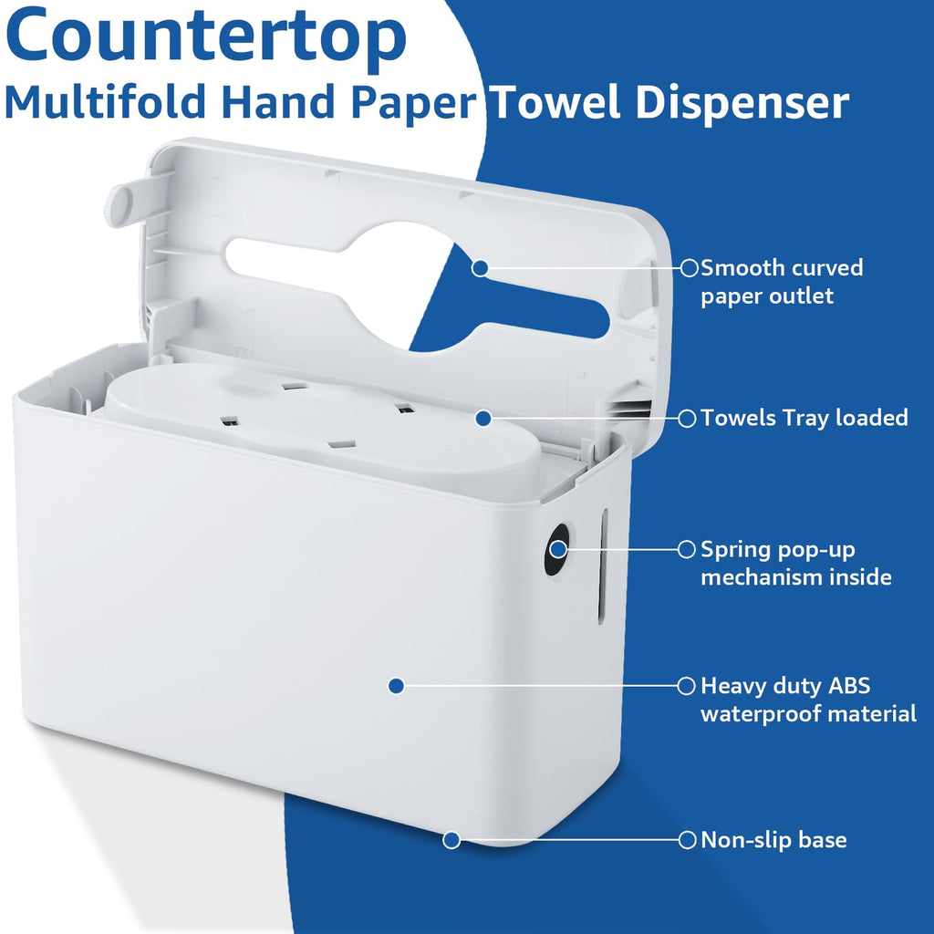 Pollock Paper Towel Dispenser Holder Countertop Commercial,White-L