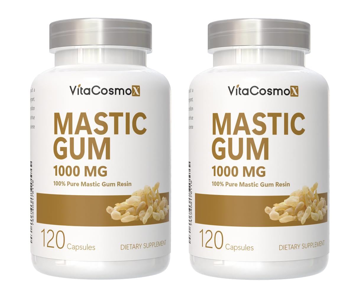 VitaCosmoX Mastic Gum Capsules, 1000 mg, 120 Capsules Vegetarian, Non-GMO and Gluten-Free - 2 Packs