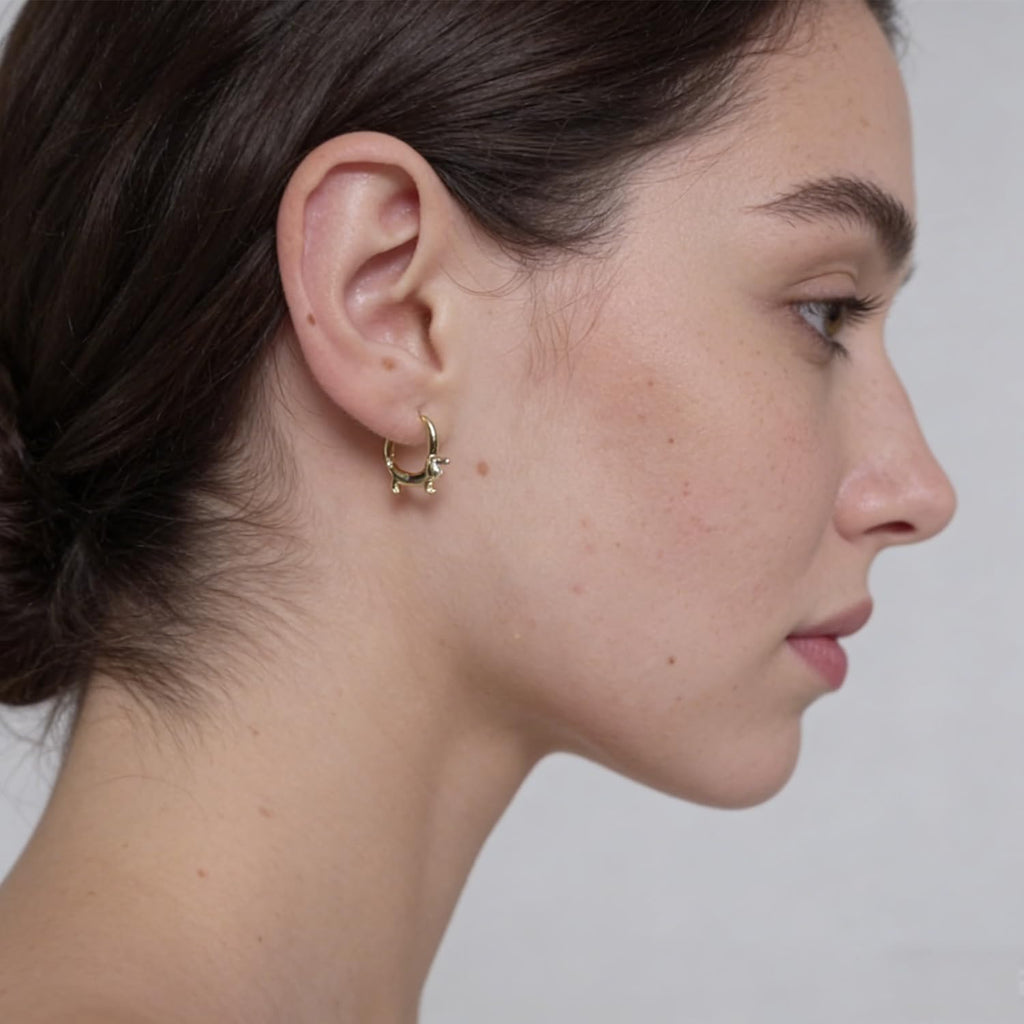 RUKYF Gold Plated 925 Sterling Silver Dachshund Hoop Earrings for Women Cute Dachshund Silver Earrings Hypoallergenic Small Dog Huggie Earrings Dainty Lightweight Earring Dachshund Gift