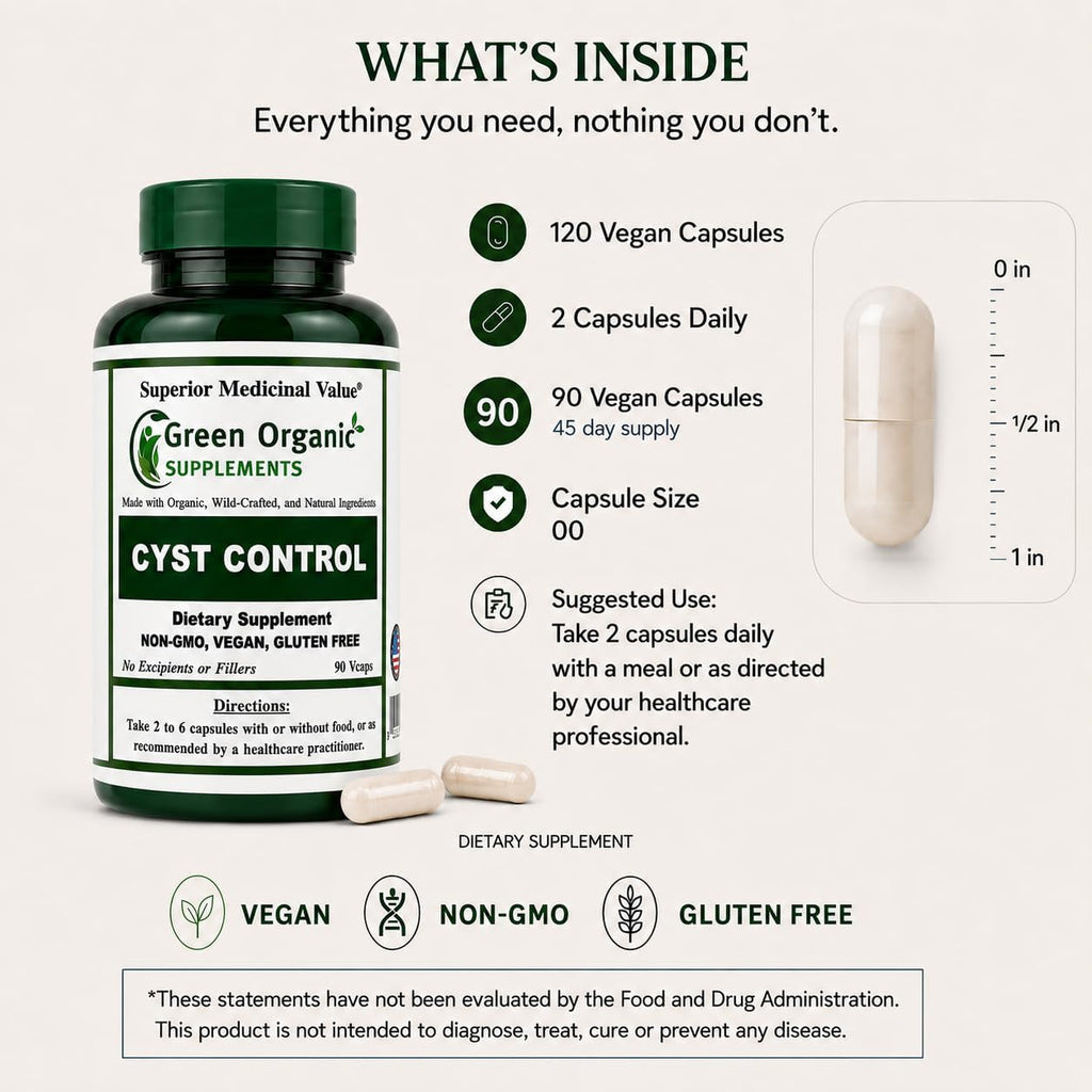 Green Organic Supplements Cyst, Breast Cyst, 90 VCaps, High Absorbable, Non-GMO, Gluten-Free (Pack of 3)