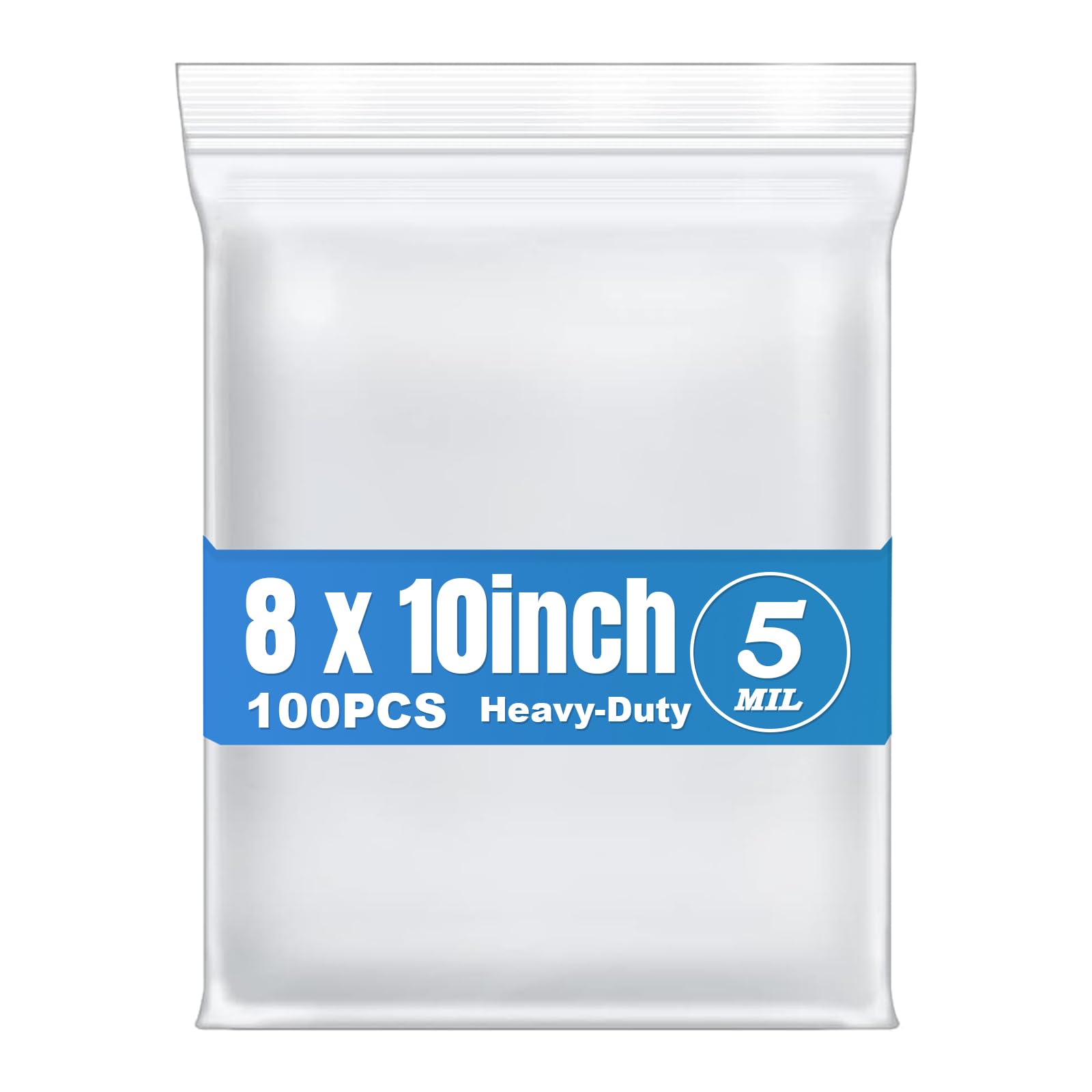 Macoota 8" x 10" Thick 5 Mil Plastic Bags 100 PCS Clear Resealable Zip Seal Lock Poly Bags Reclosable Heavy Duty Zipper Baggies Jewelry Earrings Coin Pills Crafts Sample Packing