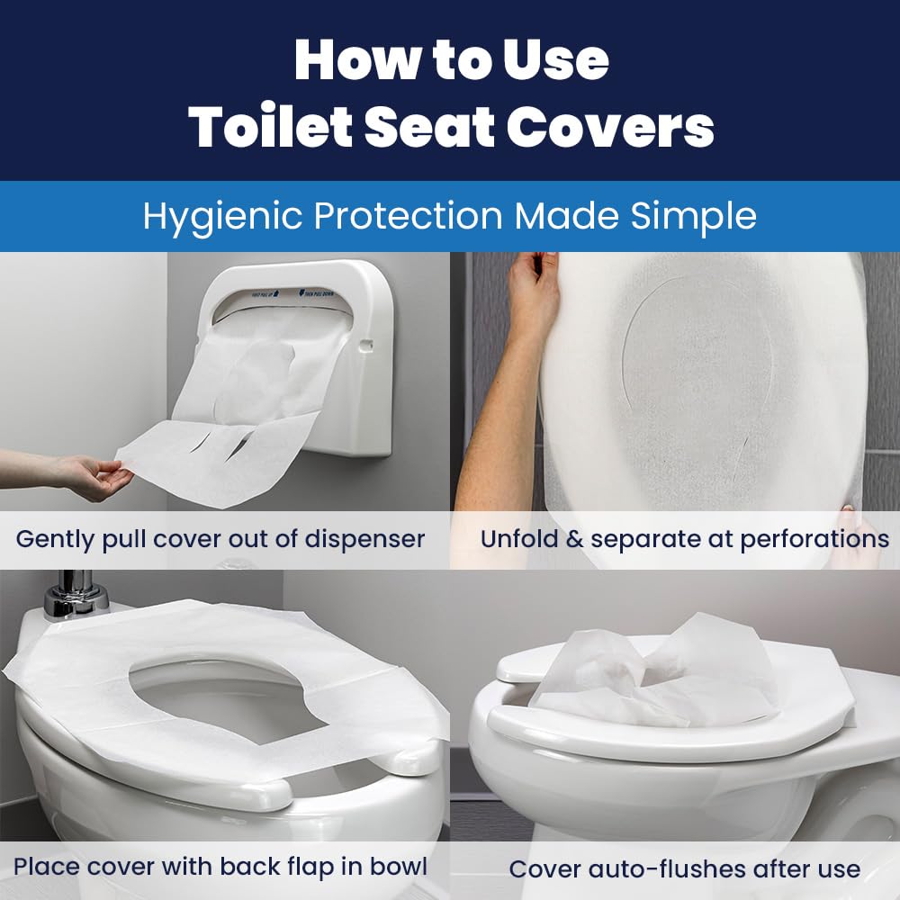 HOSPECO Discreet Seat Half-Fold Toilet Seat Covers, 14.25 X 16.5, White, 250/pack, 20 Packs/carton