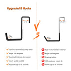 Gueryee 4 Pcs Rafter Hooks, Upgraded Fence Hangers, Heavy Duty Bike Hanger for Garage, Ladder Hook, Black Large S Hooks for Hanging Hose, Plants, Chairs, Bikes, Ladders, Cords and More