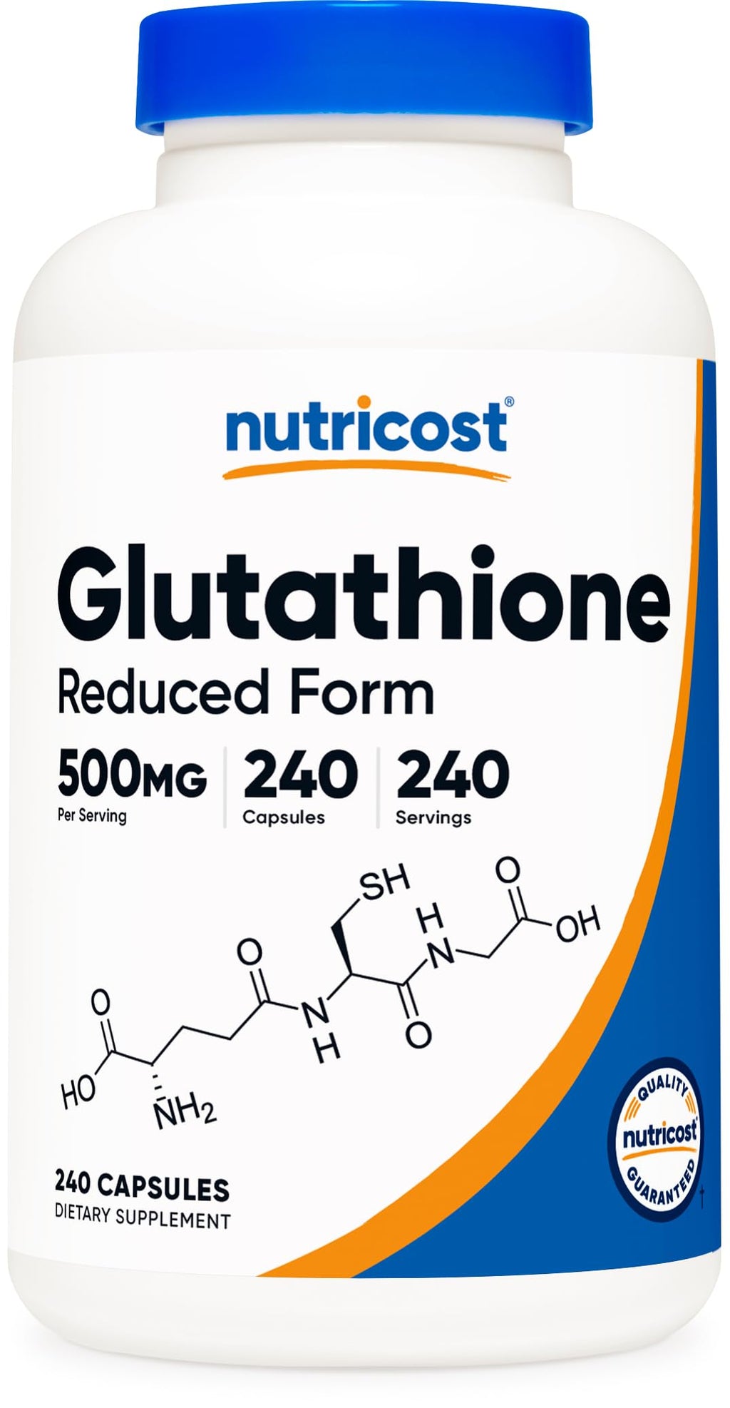 Nutricost Glutathione Capsules 500mg, 240 Capsules - Gluten Free, GMO Free