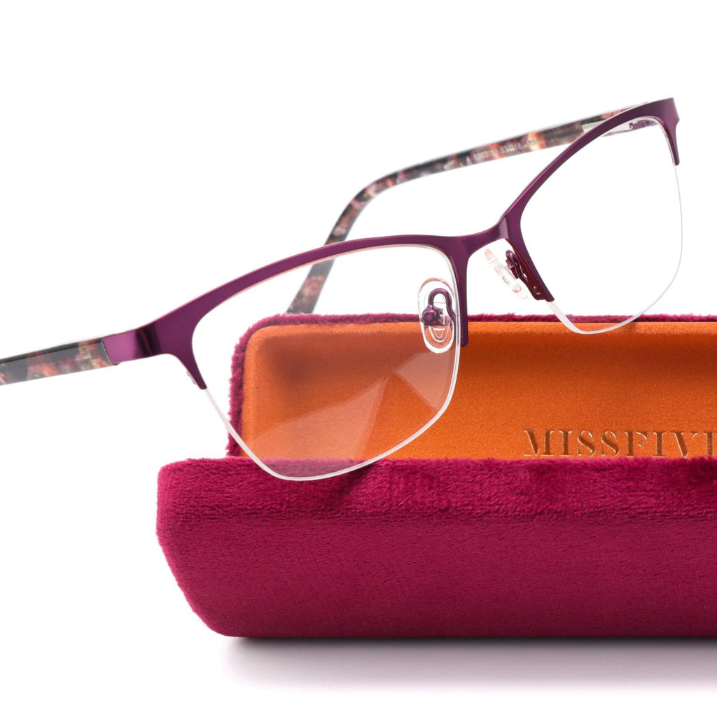 Missfive Premium Progressive Multifocus Metal Computer Reading Glasses For Women & A Hard Case, No Line Multifocal Readers with No Broken Spring Hinge(Workspace For Near Range 2.50x)