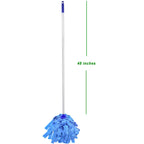 EaseYourDay Mop, One Pole with Two Blue Microfiber Cloth Heads (1 Handle & 2 Mop Heads)