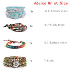 YGLINE Boho Handmade Wrap Leather Tube Crystal Stone Bracelet for Women (Turquoise-3 wrap)