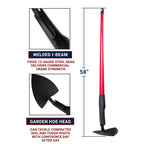 BULLY TOOLS Warren Hoe Professional 12-Gauge 6.25-Inch Garden Hoe Tool with Fiberglass Handle, Commercial Strength, Gardening Tools, 100% Made in The USA