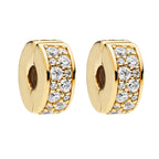 Annmors 14K Gold Plated S925 Silver Clip Stopper Spacer Charm