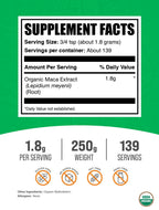 BulkSupplements.com Organic Maca Root Extract Powder - Organic Maca Powder, Nutritional Supplement - Vegan & Gluten Free, 1.8g of per Serving, 250g (8.8 oz) (Pack of 1)